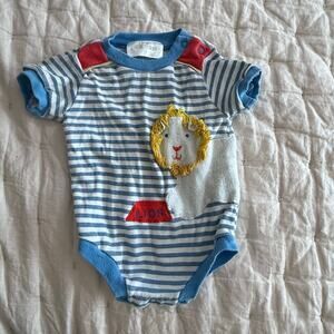 Vintage Childwise Lion Circus Stripe Onesie Bodysuit Romper 0-6 Months Baby Boy